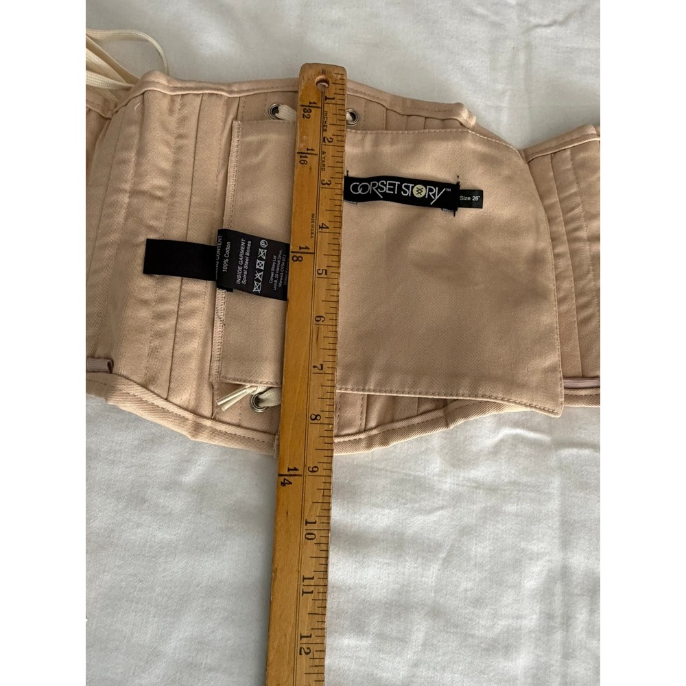 Corset Story Beige Cotton Underbust Corset Steel Boned Waist Cincher Milkmaid - Picture 7 of 11